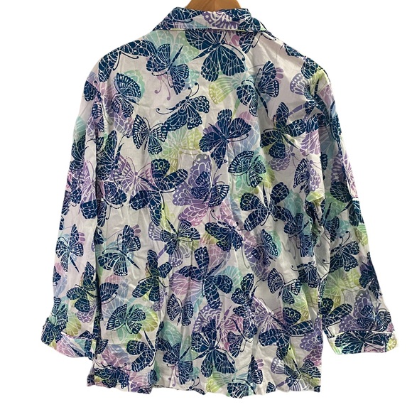 Victoria’s Secret Medium Butterfly Pattern Button Down Pajama Top Pocket Mature - Picture 7 of 12